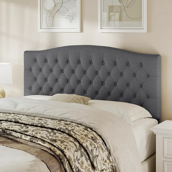 Lightweight Queen Headboard Only Upholstered Headboard for Adjustable Bed Linen Tufted Queen Full Size Wall Mounted Head Board with Solid Wood Legs Head Board Dark Gray Dependable