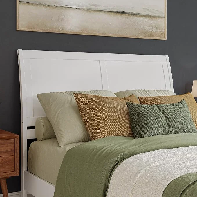 Fashionable AFI Portland Queen Sleigh Solid Wood Panel Headboard White Modern