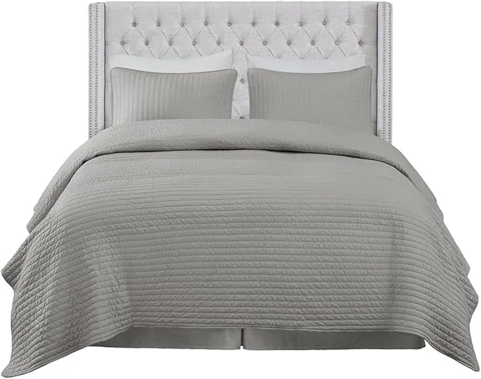 Recyclable Madison Park Amelia Upholstered Headboard Nail Head Trim Wingback Button Tufted King Grey Convenient