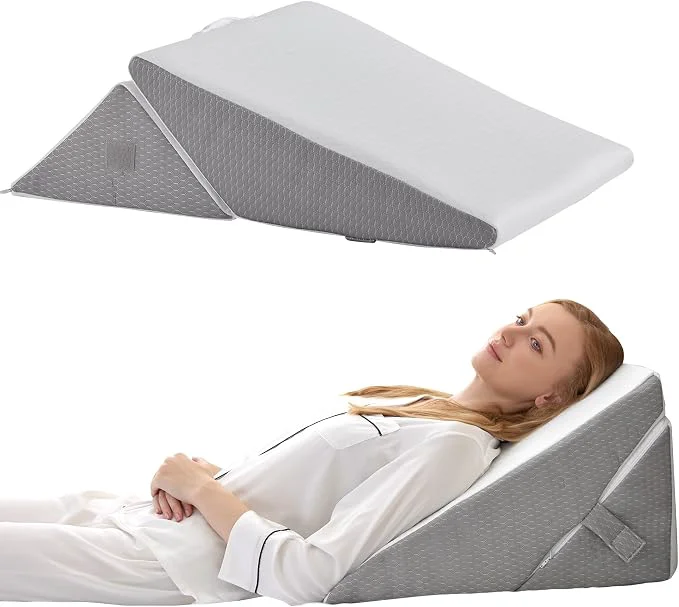 Pure Wedge Pillow for Sleeping Adjustable 9 amp 12 Inch Foldable Bed Wedge Pillow Set Orthopedic Memory Foam Triangle Pillows Wedge 7-in-1 d Pillows for Leg and Back Support White Grey Sophisticated