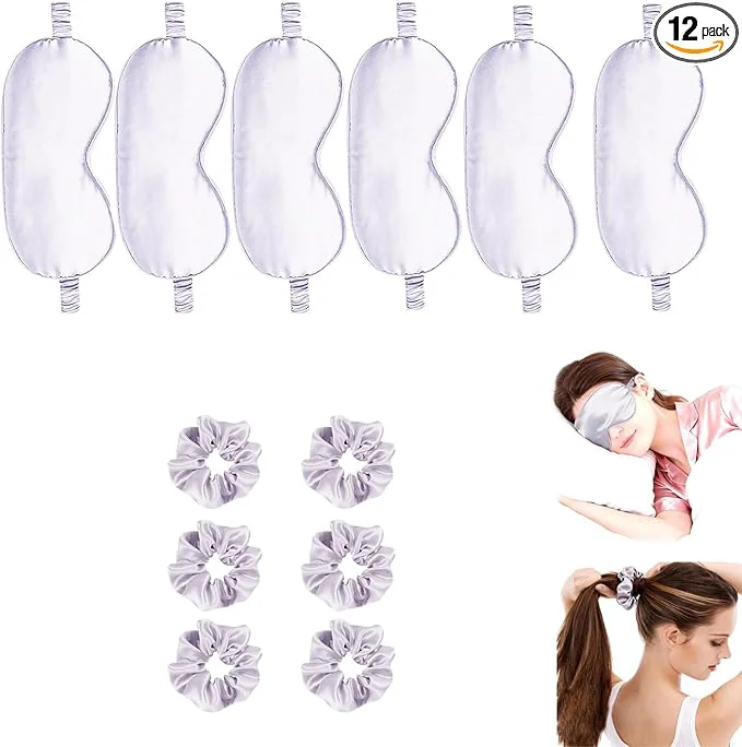 Exceptional 12Pcs Silk Sleep Masks Satin Eye Mask Silky Eyes Cover Blindfold Eyeshade Hair Authentic