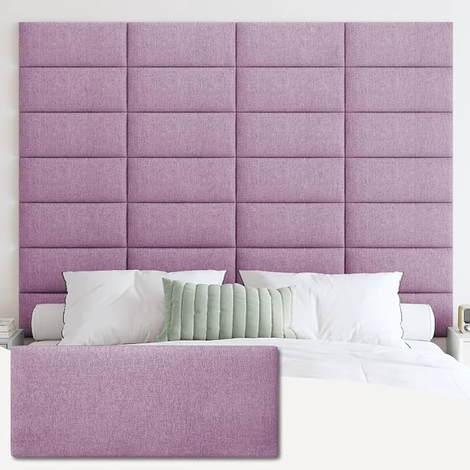 Detailed IFNOW Wall Mounted Headboard Peel and Stick Panels Dark Pink Queen 3D Soundproof Acoustic Padding Reusable and Removable Tufted fabric Bed Headboard for bedroom 9 Panels 10 quot x 24 quot Comfortable
