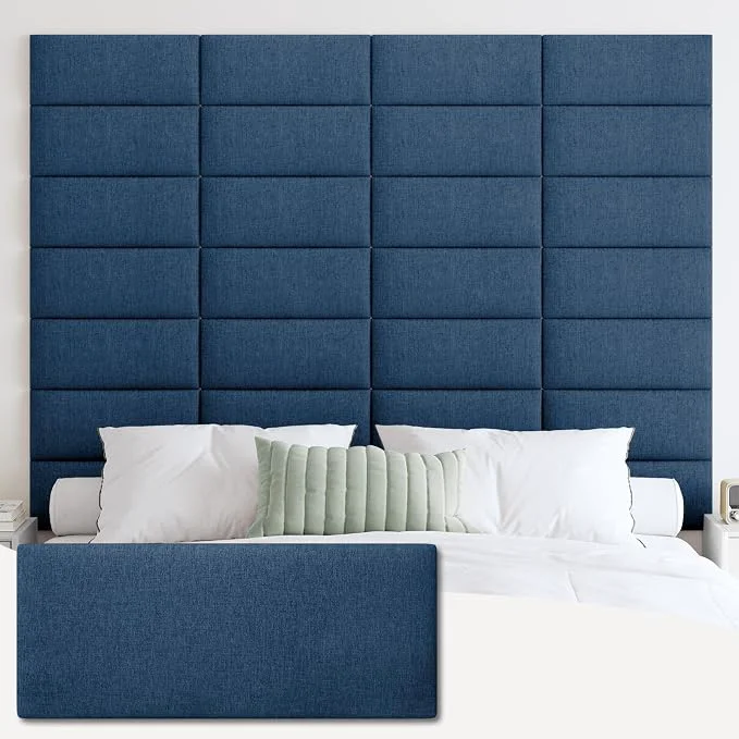 Clean IFNOW Wall Mounted Headboard Peel and Stick Panels Navy Blue Queen 3D Soundproof Acoustic Padding Reusable and Removable Tufted fabric Bed Headboard for bedroom 9 Panels 10 quot x 24 quot Sustainable
