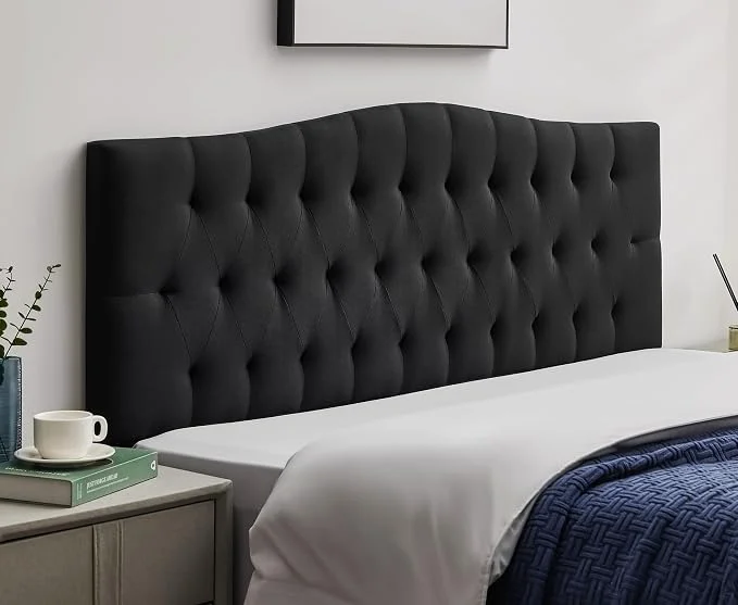 Smooth Tufted Upholstered Full Size Headboard Only Adjustable 38-50 in Full Headboard for Full Size Bed Durable Linen Fabric Headboards Modern Diamon Design Wood Head Board Secure