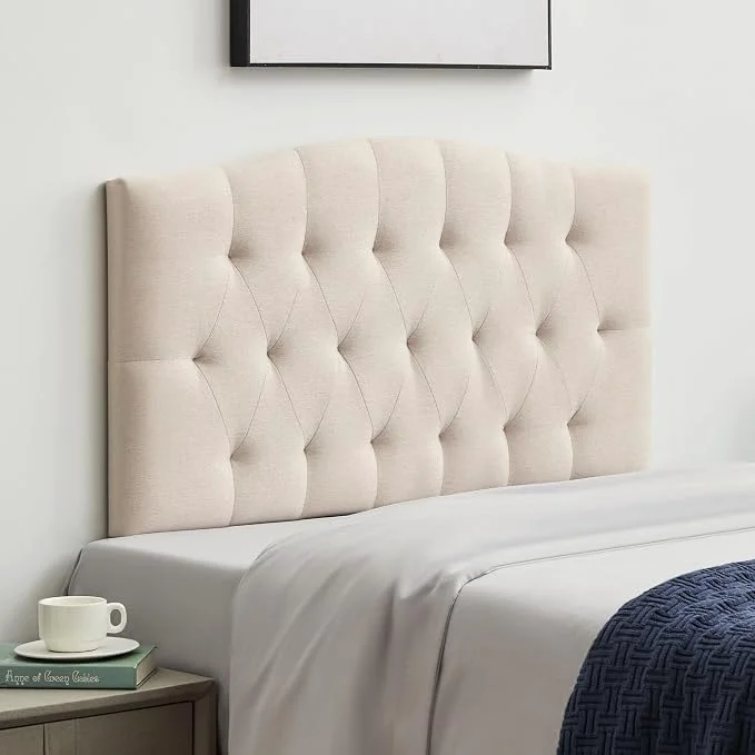 Official Tufted Upholstered Twin Headboard Only Adjustable Heige 38-50 in Beige Twin Size Headboard for Dorm Bed Durable Linen Fabric Headboards Twin XL Headboard with Modern Diamon Design Wood Healthy
