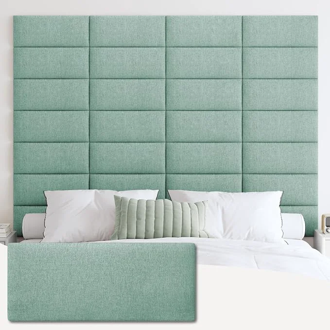 Smart IFNOW Wall Mounted Headboard Peel and Stick Panels Grass Green King 3D Soundproof Acoustic Padding Reusable and Removable Tufted fabric Bed Headboard for bedroom 12 Panels 10 quot x 24 quot Responsible