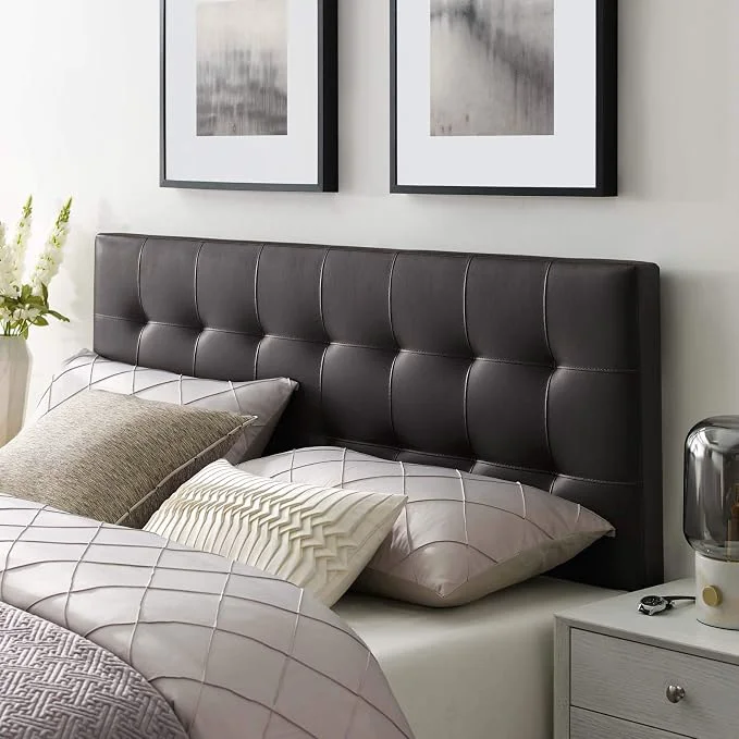 Top-Quality Modway Lily Tufted Faux Leather Upholstered Full Headboard in Brown Expertly Made
