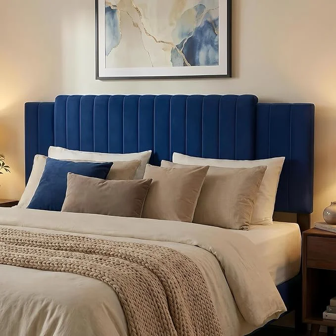 Verified Upholstered Tufted Velvet Headboard 3 in 1 Headboard for Full Queen King Size Bed Height amp Width Adjustable Head Board Attach Frame Study amp Comfortable I for Bedroom Dorm Guest Room Blue Lightweight