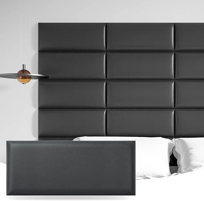 Consistent Art3d Peel and Stick Headboard for Twin in Black Pack of 4 Panels Sized 9.84 quot x 23.62 quot 3D Wall Panel Upholstered Wall Panel Self Adhesive Upholstered Padded Panels Fits Multiple Bed Sizes Sound Absorbing I for Bedroom Excellent