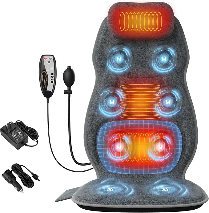 High-End Back Massager with Heat Full Body Massage Pad with Pillow Neck Support Unique
