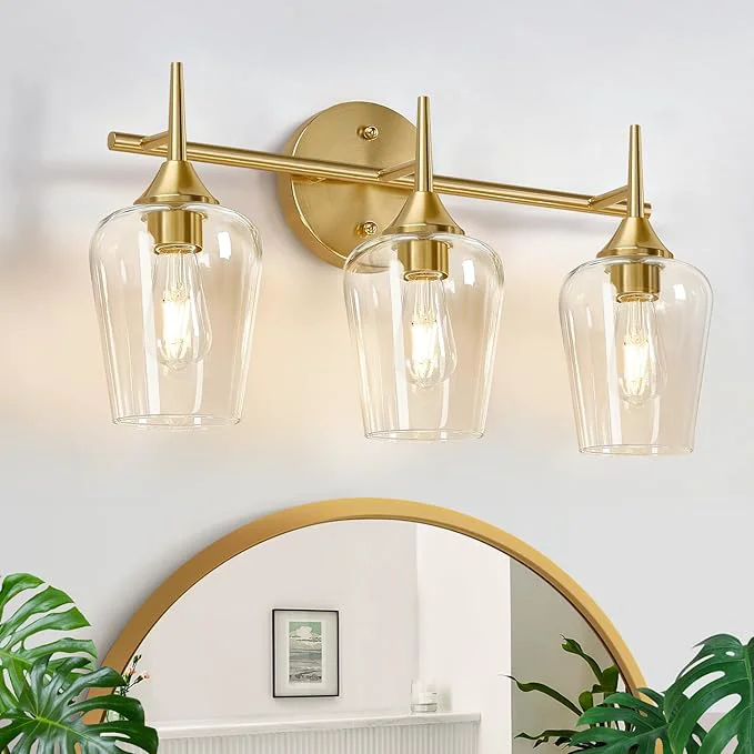 Prestigious MOKATNG 3-Light Bathroom Light Fixtures 19.5 Inch Brushed Gold Vanity Lights Trusted