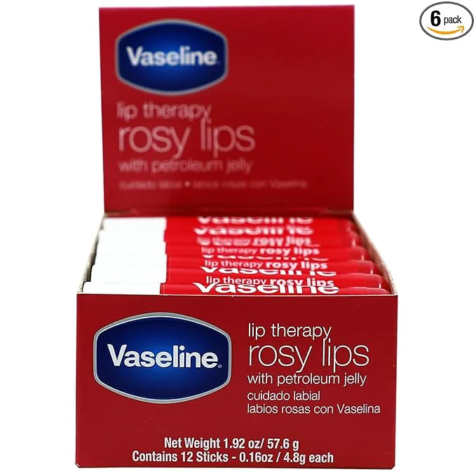 Versatile Vaseline Lip Rosy Fast-Acting Nourishment or Damaged Lips Lip Balm 12 Sticks Responsible