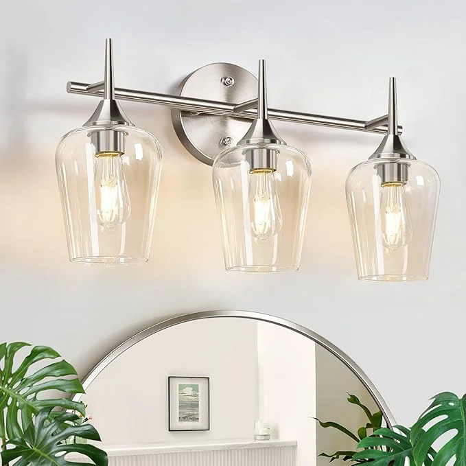 World-Class MOKATNG 3-Light Bathroom Light Fixtures 19.5 in Brushed Nickle Vanity Lights Genuine