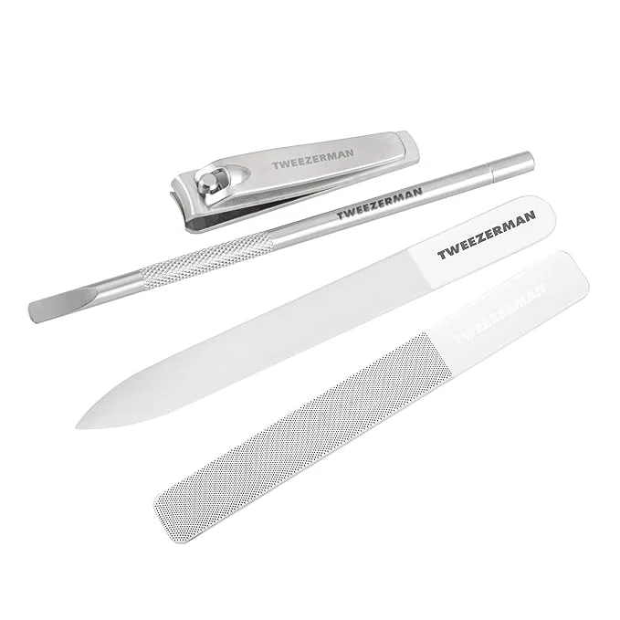 Crafted Tweezerman Glass Manicure Set Includes Nail Clipper Cuticle Pusher Glass Nail Reliable