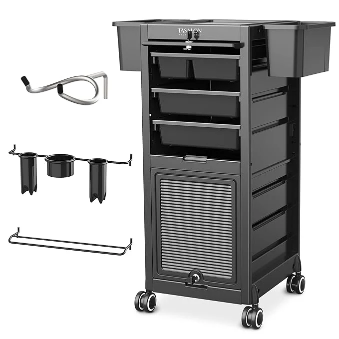 Stylish TASALON Professional Rolling Salon Cart 6-Drawer Storage Trolley Solid