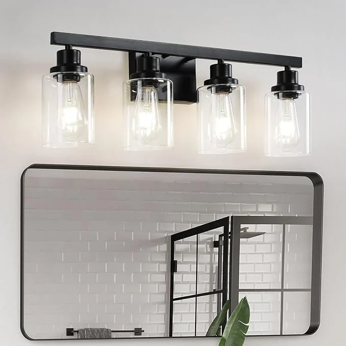 Genuine 4-Light Bathroom Vanity Light Modern Matte Black Wall Sconce Lighting Superior