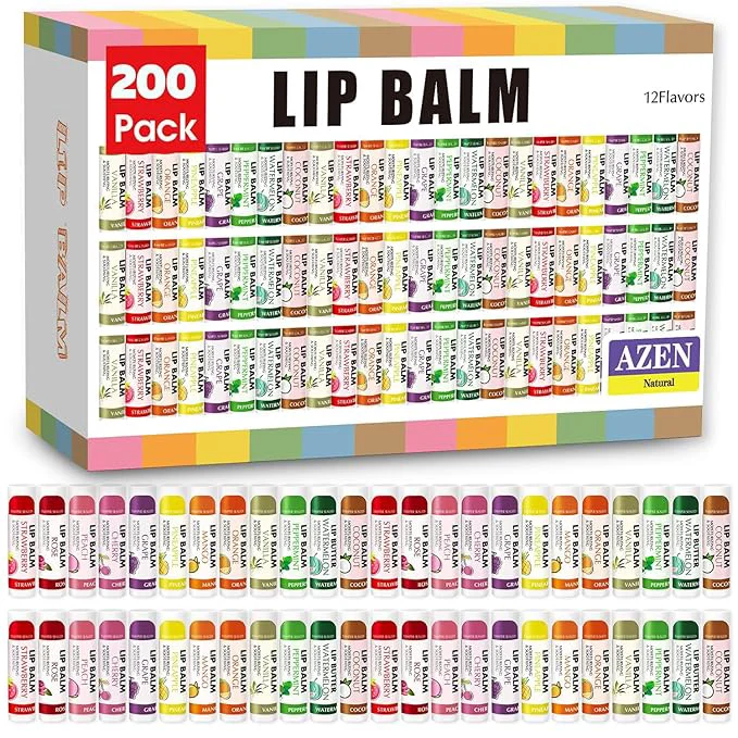 Contemporary AZEN 200 Pack Lip Balm Bulk Moisturizing Lip Balms Authentic