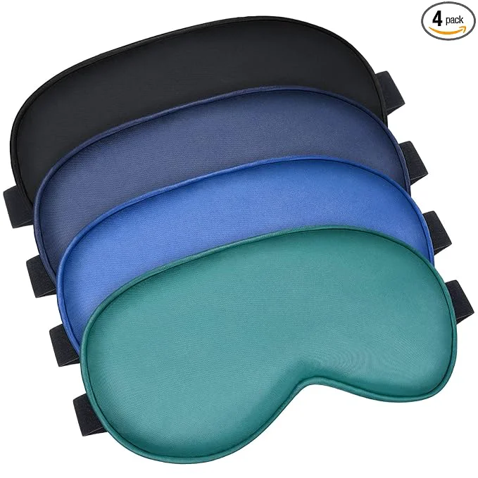 BBTO 4 Pcs Silk Sleep Eye Masks Smooth Soft Satin Eye Covers Functional