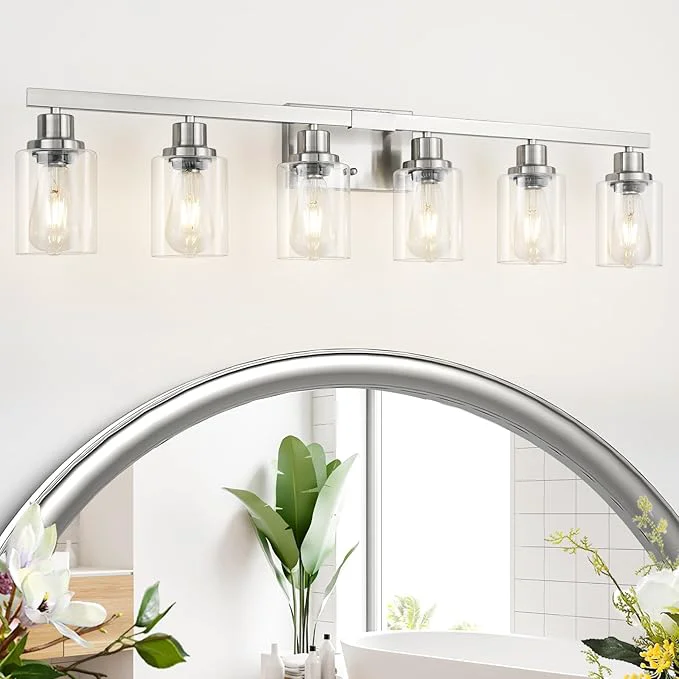 Specialty Bathroom Vanity Light 6-Light Nickel Modern Matte Wall Sconce Lighting Enhanced