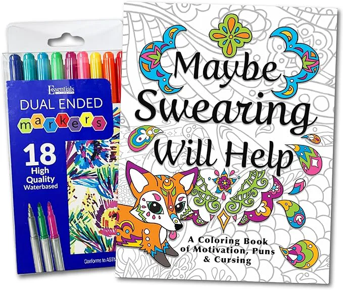 Soft Maybe Swearing Will Help Adult Coloring Book Set Innovative