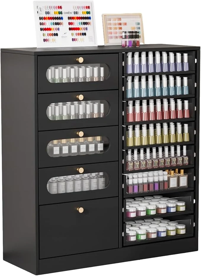 Smooth OmySalon Nail Salon Organizer Cabinet Wooden Display Practical