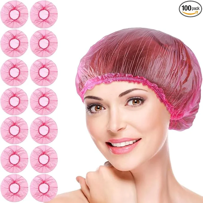 Classic 100Pcs Pink Disposable Shower Caps Smooth