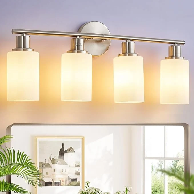 Genuine DLLT 4-Light Bathroom Light Fixtures Nickel Modern Vanity Lights Proven