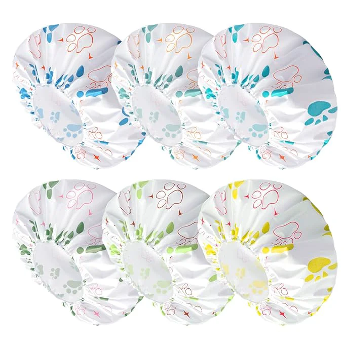 Prestigious 6 PCS Shower Caps for Women Double Side Waterproof Shower Cap Reusable Responsible