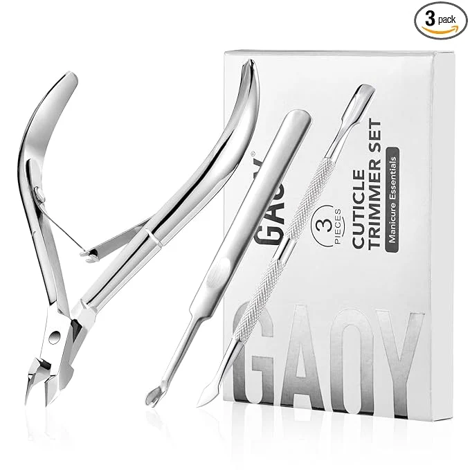 Green GAOY 3-in-1 Cuticle Remover Kit Professional Cuticle Trimmer Pusher and Sharp Recyclable