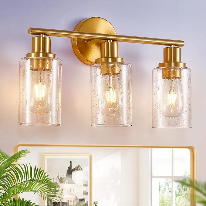 Functional DLLT 3-Light Bathroom Light Fixtures Gold Modern Vanity Wall Lights Dependable