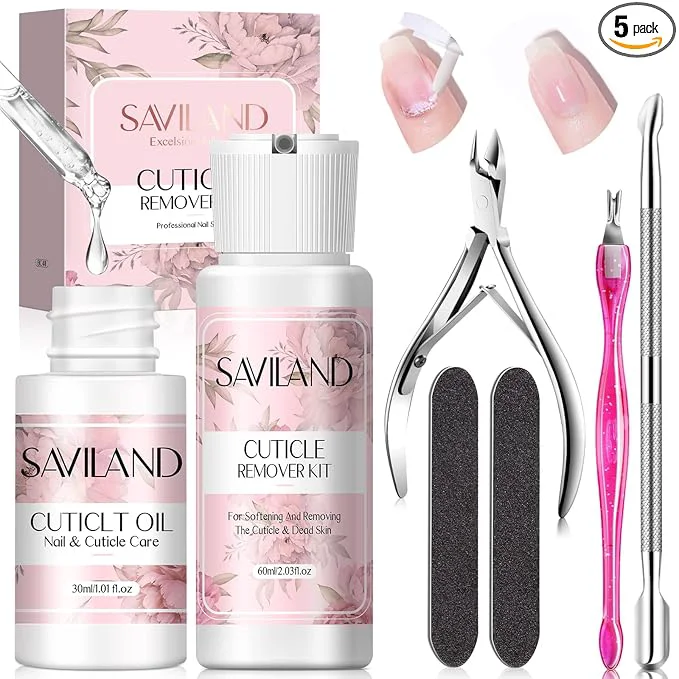 Expertly Made SAVILAND Cuticle Remover and Cuticle Oil Kit – Nail Care Kit Relaxed