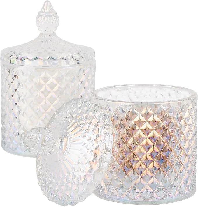Consistent 2 Pack Qtip Holder Thick Glass Apothecary Jars Elegant