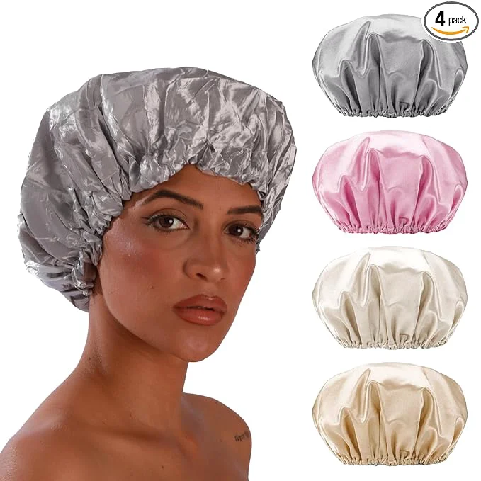 Quality Smilco 4 Pack Shower Caps for Women Reusable Waterproof Double Layer Bath Cap Optimized