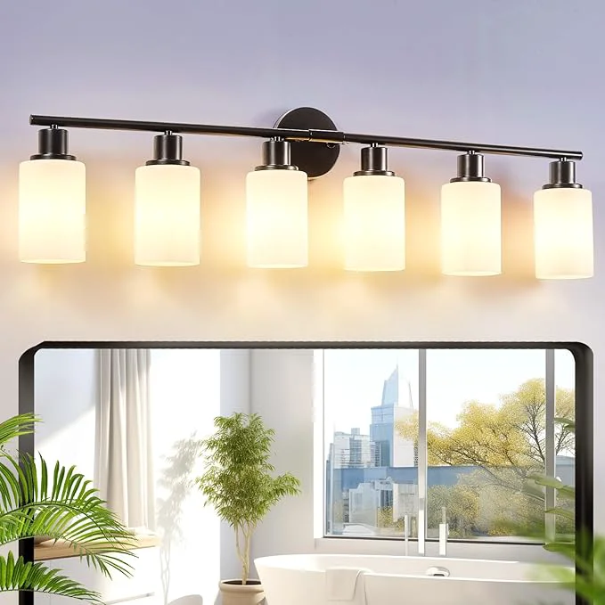 Relaxed DLLT 6-Light Bathroom Light Fixtures Black Modern Vanity Lights Selected