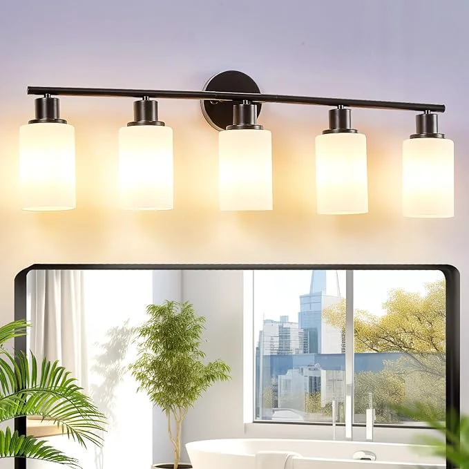 Artisan DLLT 5-Light Bathroom Light Fixtures Black Modern Vanity Lights Relaxed