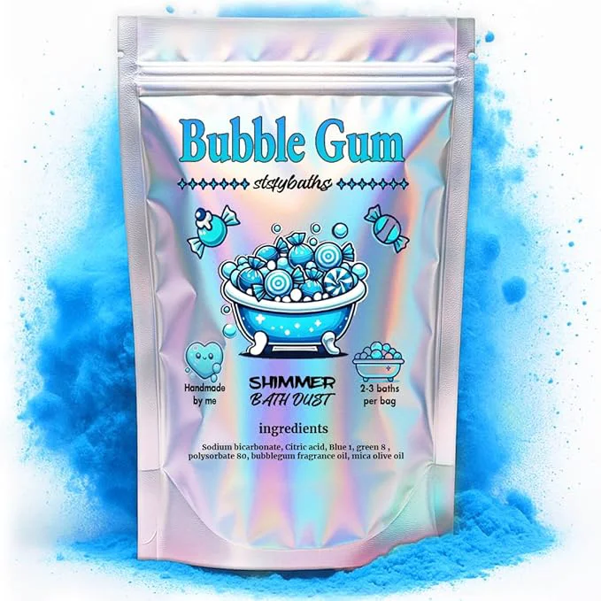 Excellent Sky Blue Bubblegum Shimmer Bath Bomb in A Bag Next-Generation
