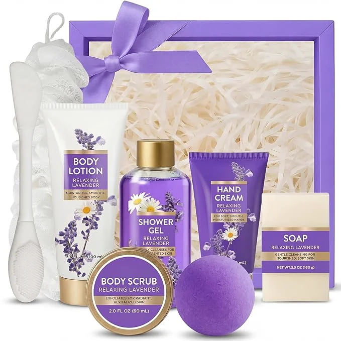 Official Spa Luxetique Gifts for Women Relaxing Lavender Gift for Womens 8pcs Spa Gift Minimalist