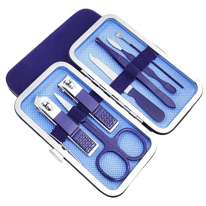 Genuine QURIPE 7pcs Manicure Set Nail Clippers Kit Stainless Steel Manicure Kit Traditional