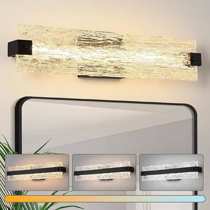 Versatile Black LED Bathroom Vanity Light 24.4 Inch 15W Modern Dimmable Bathroom Light Luxury