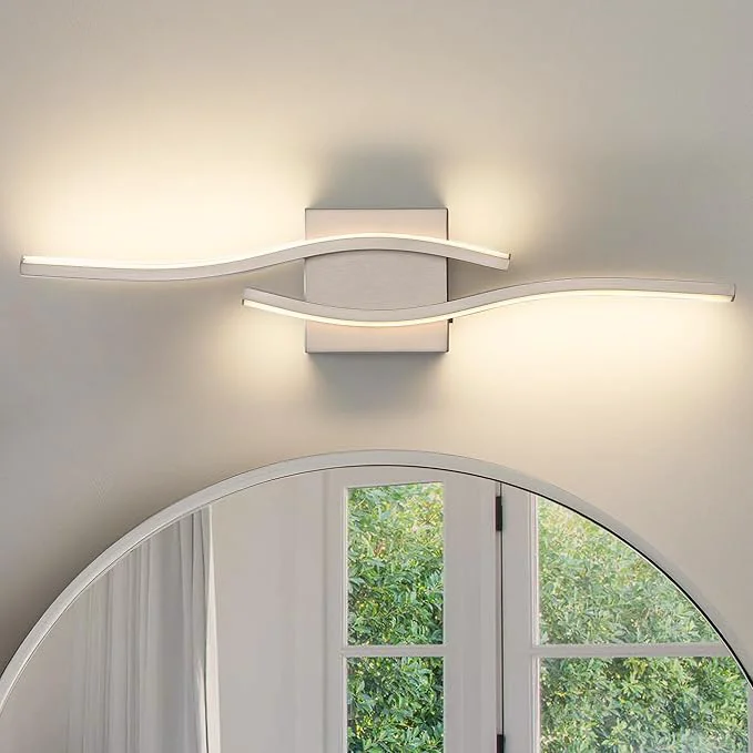 Premium Joossnwell Brushed Nickel Bathroom Vanity Lights Fixtures Over Mirror 5CCT Organic
