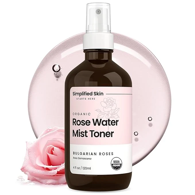 Authentic Rose Water Spray for Face Hair – Pure USDA Organic Rosewater Toner – Optimized