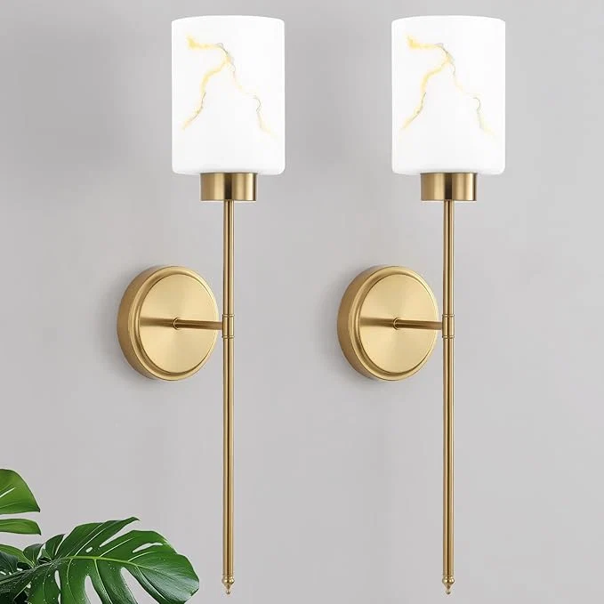 Solid Gold Wall Sconces Set of 2 Convenient