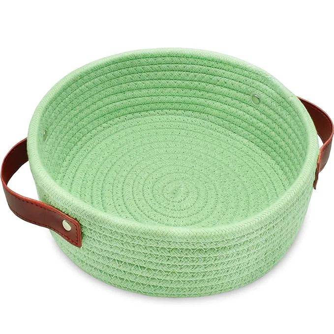 Unique ABenkle Small Storage Basket Mini Cotton Rope Storage Bin Cute Tiny Shelf Elegant