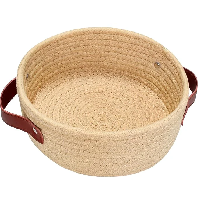 Expertly Made ABenkle Small Storage Basket Mini Cotton Rope Storage Bin Cute Tiny Shelf Classic