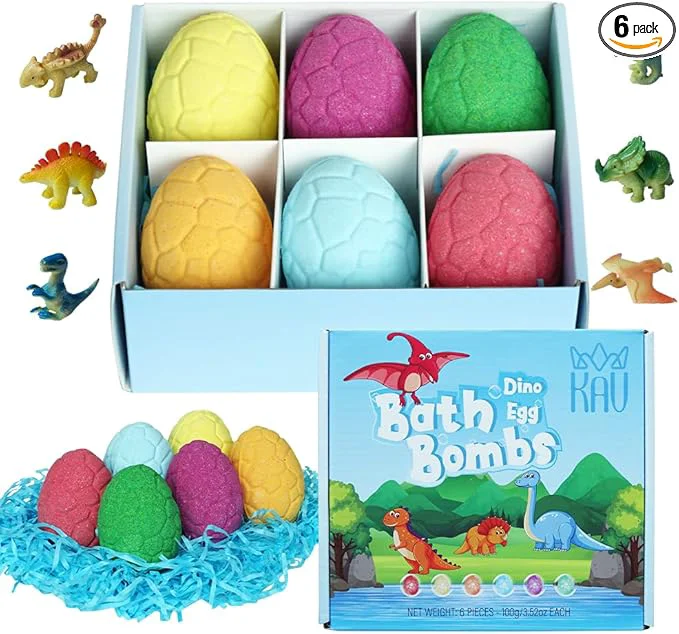 Trusted KAV Dinosaur Egg Bath Bombs for Kids – 6pc Fizzy Dino Bath Bomb Gift Set Modern