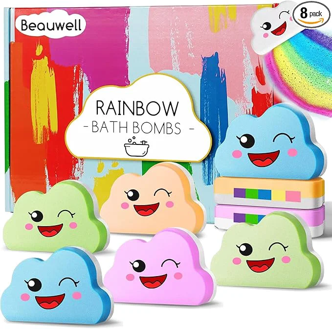Exceptional Rainbow Bath Bombs for Kids Handmade 8 Pcs Kid Bath Bombs Gift Set Easter Fine Crafted