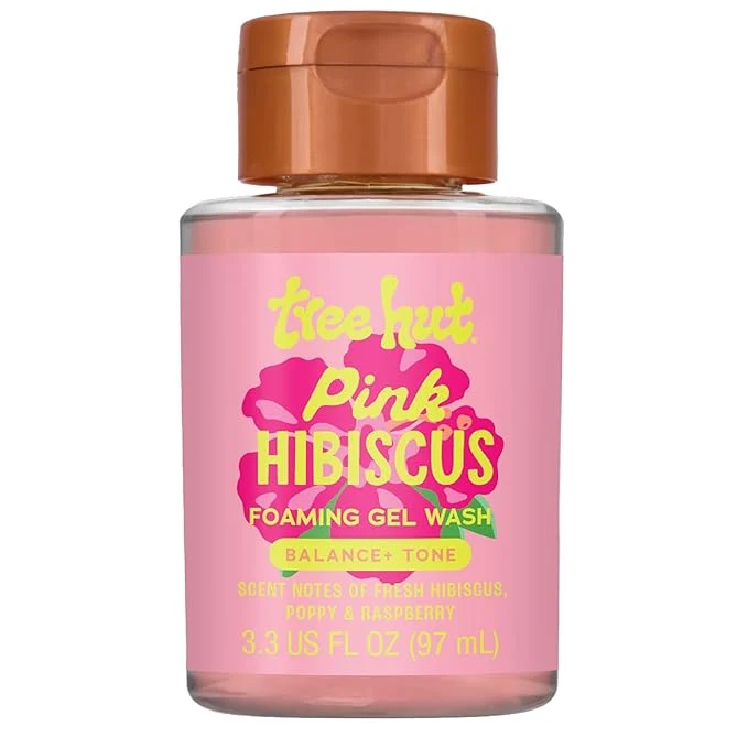 Fashionable Tree Hut Pink Hibiscus Foaming Gel Wash Hydrating Body Wash Travel Size Original