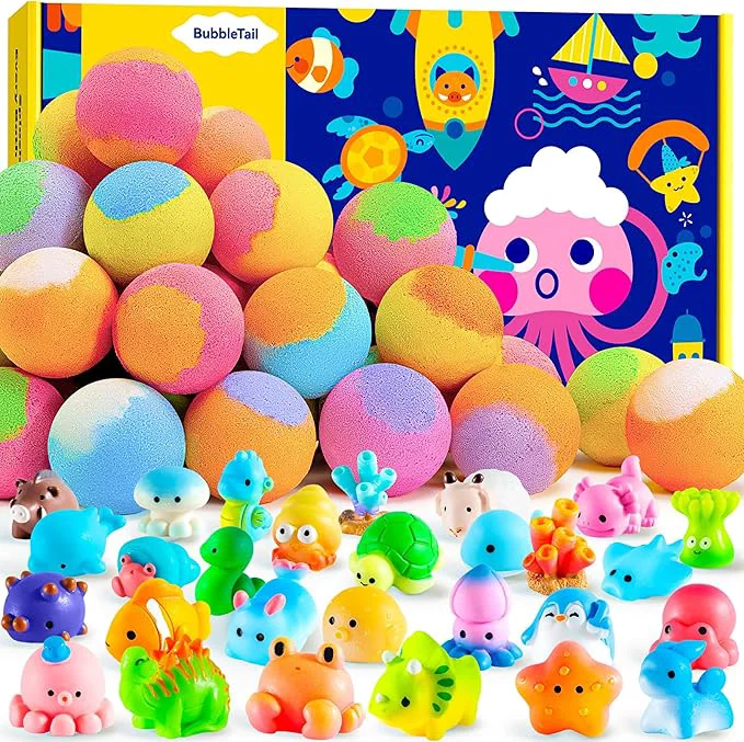 Smooth Bath Bombs for Kids with Surprise Inside 28 Fun Fizzy Shower Bombs with Land Convenient