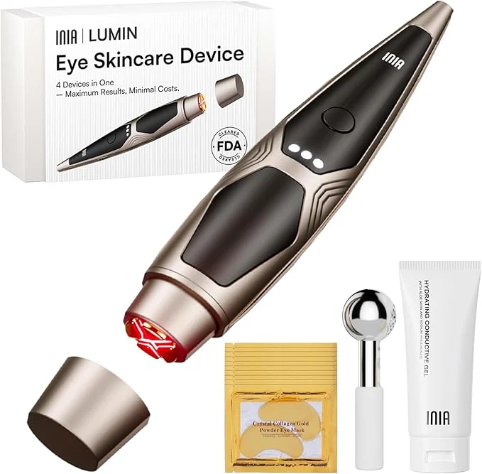 High-End INIA 4-in-1 Eye Massager Tool Under Eye Red Light Therapy Trendy