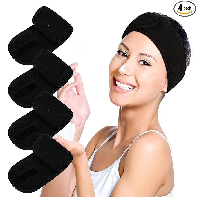 Refined Facial Spa Headbands 4PCS Makeup Shower Bath Wrap Sport Headband Terry Cloth Relaxed